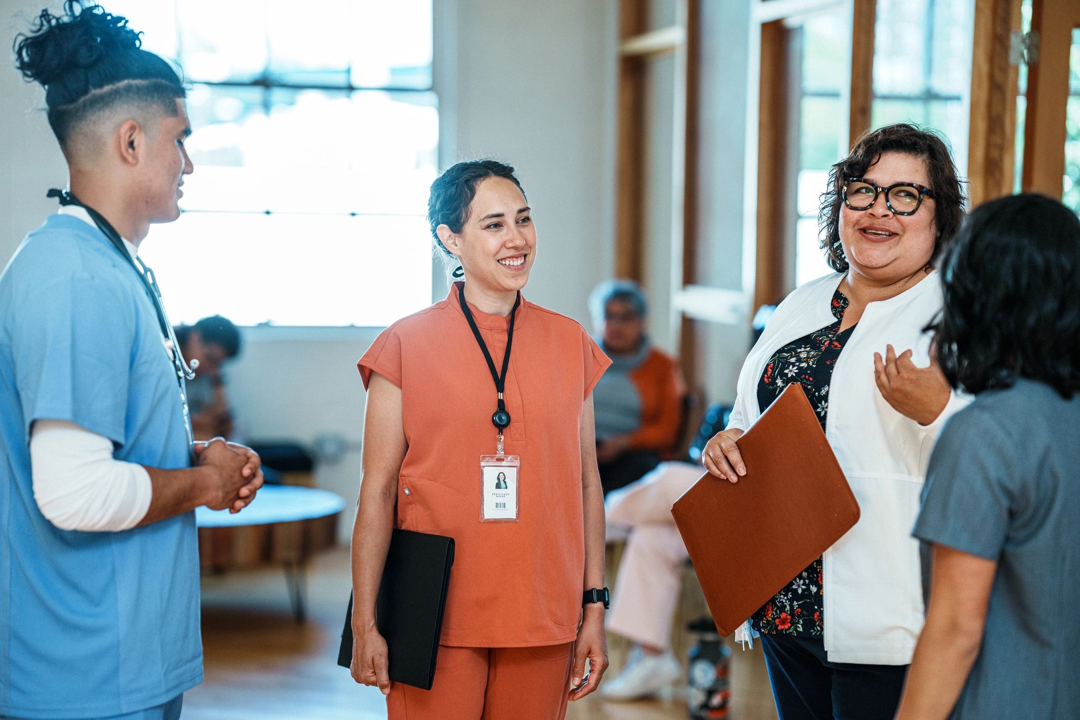Diverse healthcare team collaborating